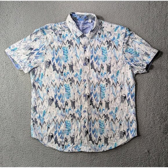 Robert Graham Mason City Shirt Mens XL Short Sleeve Abstract Button Up - Picture 1 of 9